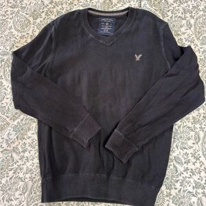 American Eagle Outfitters Men’s Black V-Neck Pullover Sweater